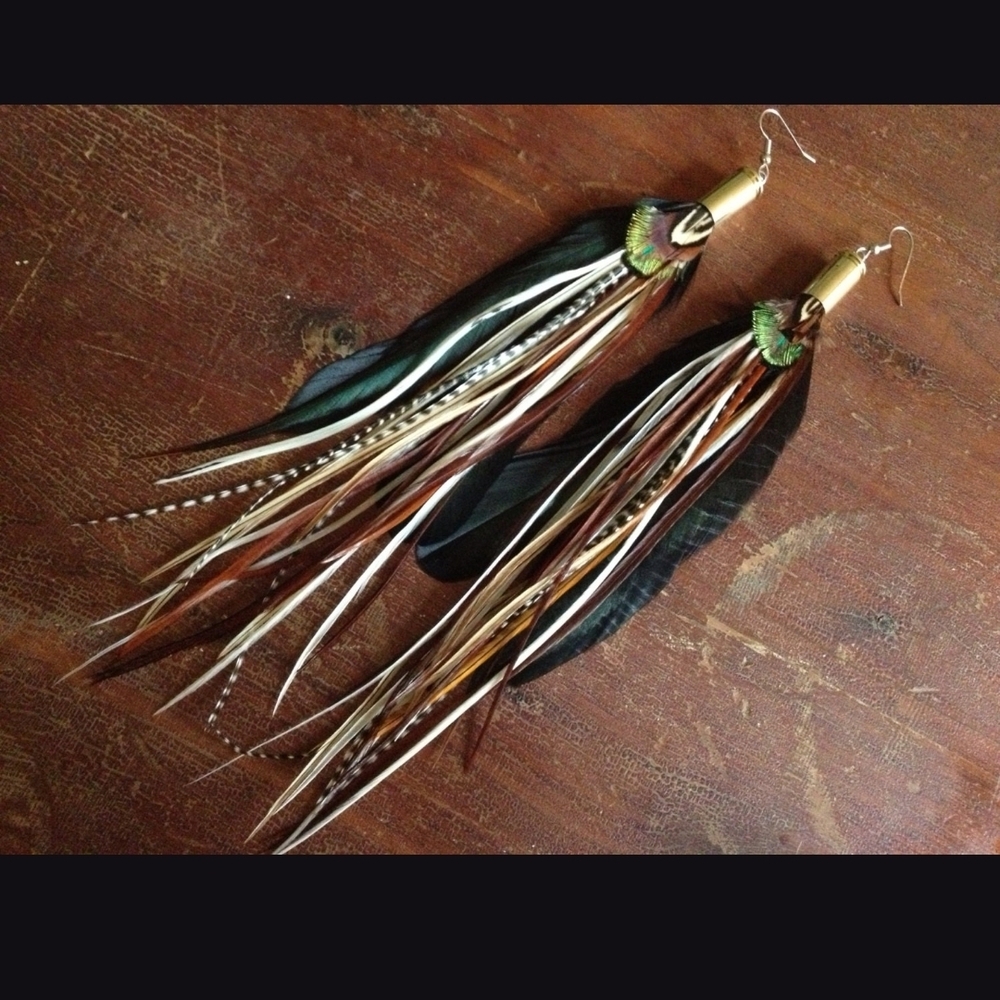 Chic Multicolor Feather Earrings - Picture 4 of 5